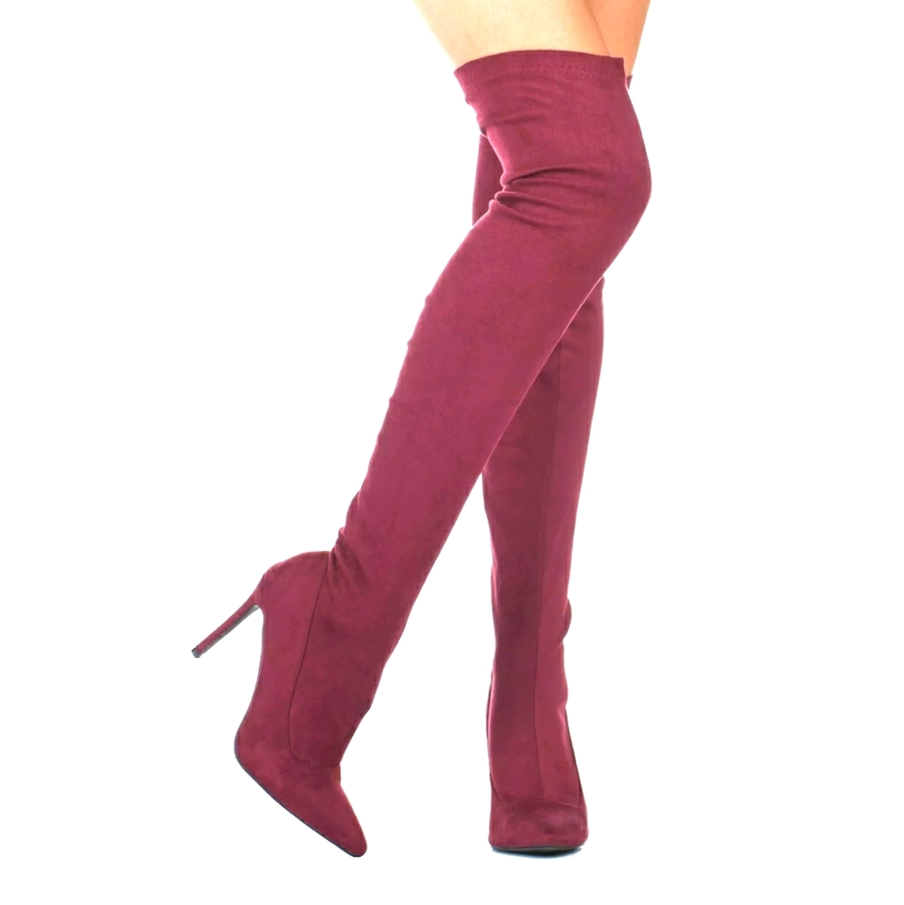 Over the knee high heel boot